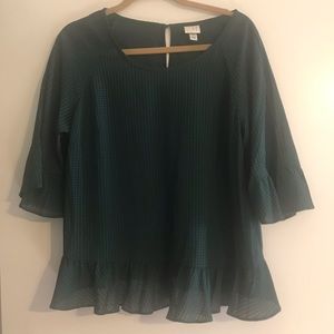 NWT checked green peplum blouse.